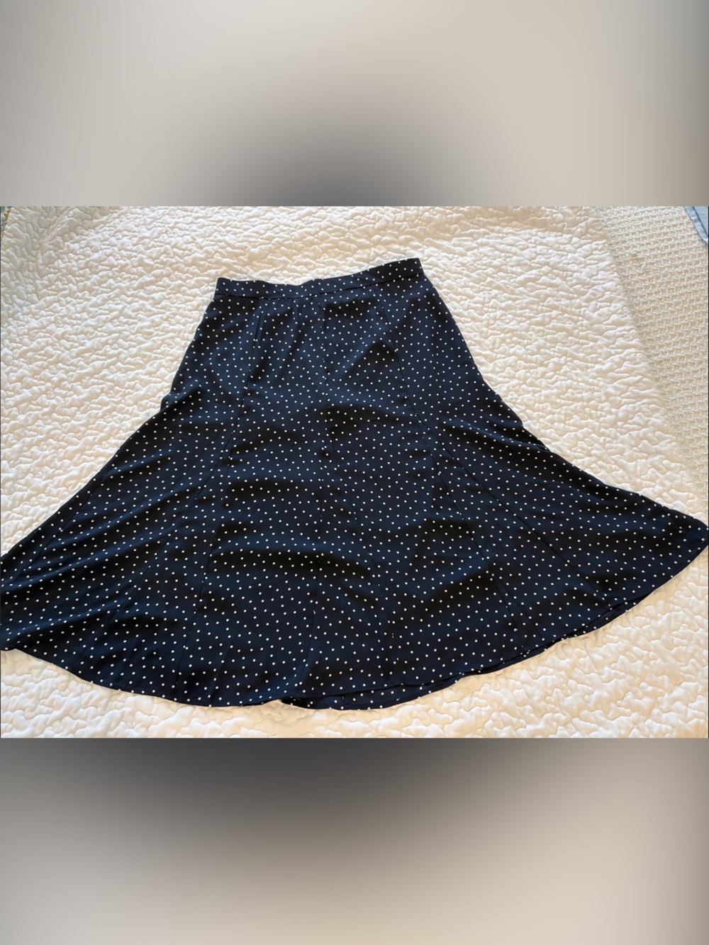 LOFT Black Skirt with White Polka Dots